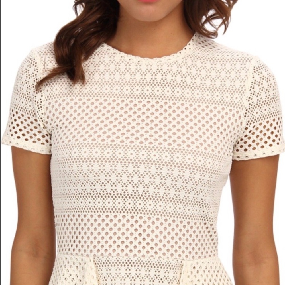 BCBGMaxAzria Vicktoria Mixed-Knit Peplum Top